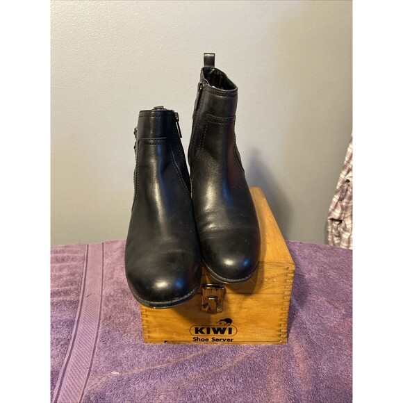 Bandolino Women's Black Leather 2” Heels Pump Zipper‎ Up Ankle Boots 9M - Picture 6 of 10